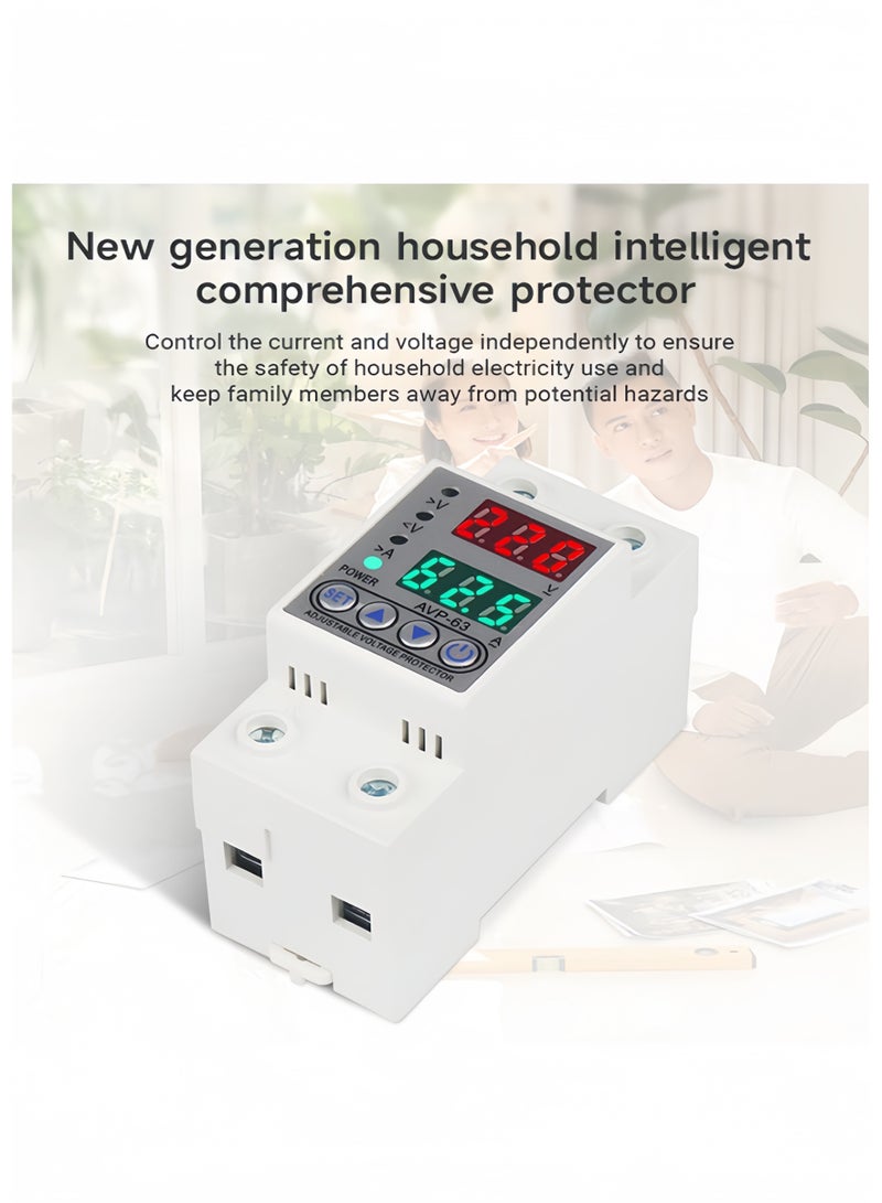 Rocket Flyer 63A 220V Adjustable Upper and Lower Voltage Protection Protector Current Protection Home Application Dual LED Display - Image 4